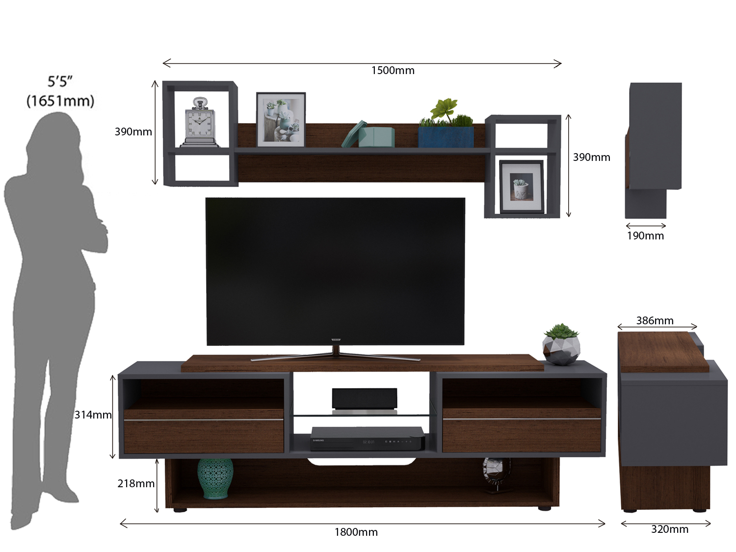 Buy Strata Tv Unit With Wall Shelf @40% OFF India, Best TV Cabinet